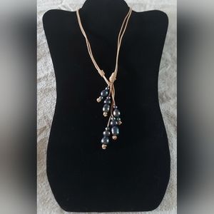 Handmade Peacock Pearl & Natural Leather 2-Way Necklace
